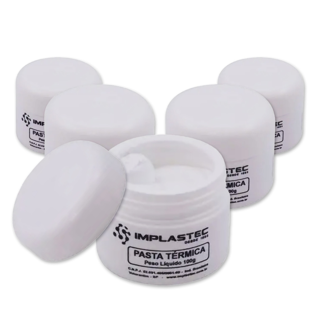 Kit com 5 unidades da Pasta Térmica Implastec 100g