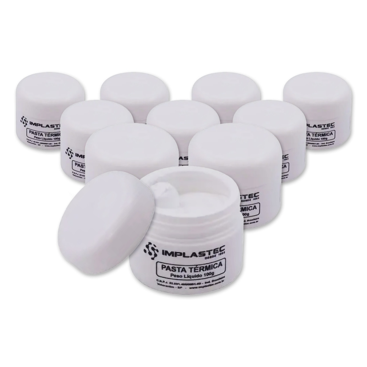 Kit com 10 unidades da Pasta Térmica Implastec 100g