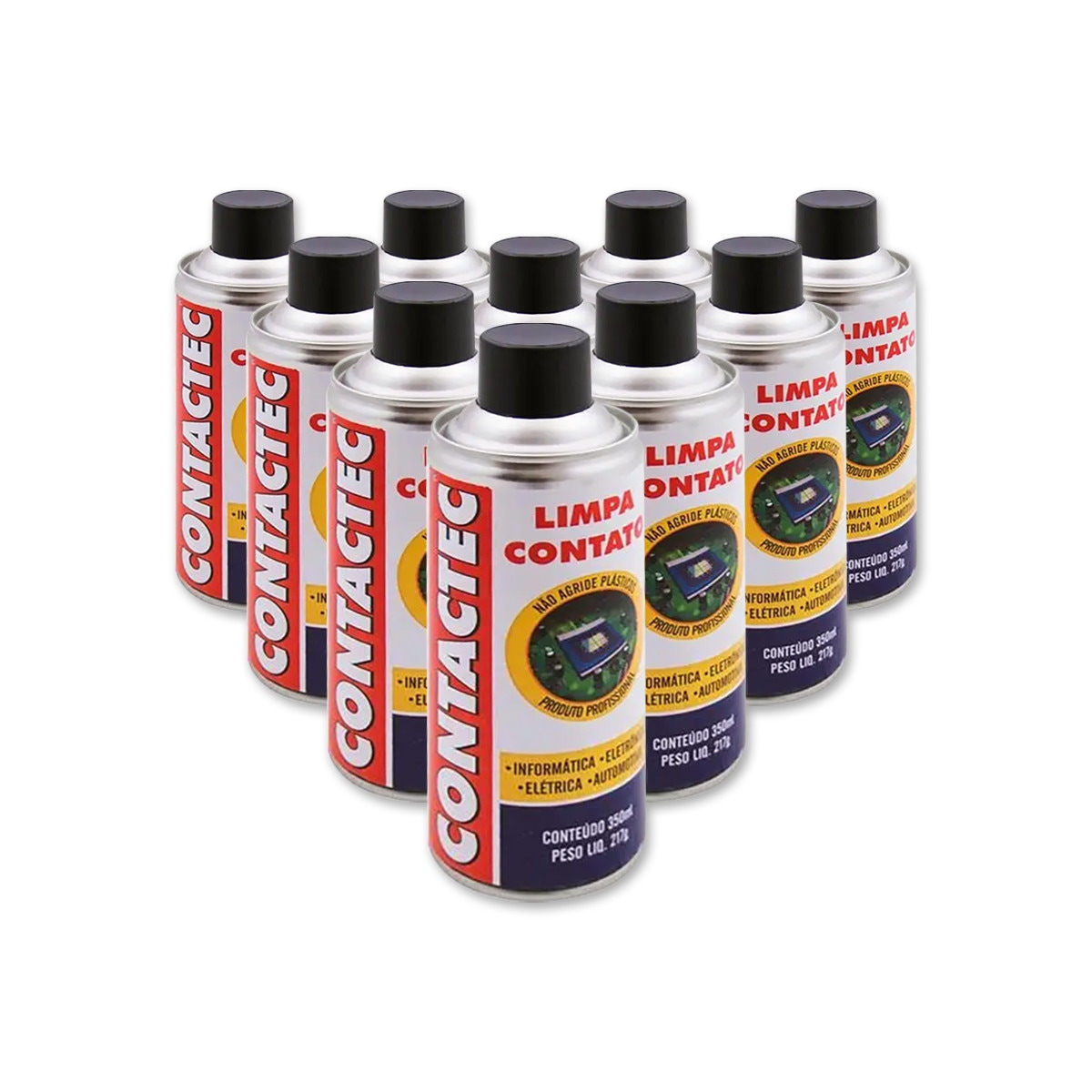 Kit com 10 unidades do Limpador de Contato Contactec Implastec 217g / 350ml