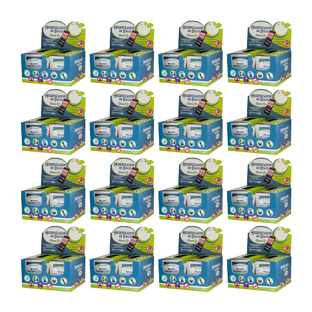 Kit com 100 unidades do Higienizador de Bolso com Álcool Isopropílico 70% Clean Implastec