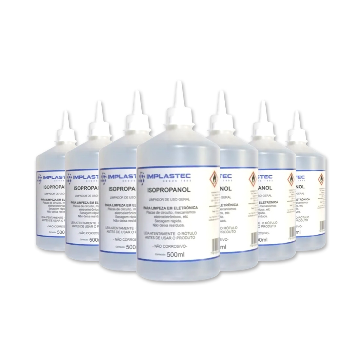 Kit com 10 unidades do Álcool Isopropílico Implastec 99,8% - 500ML