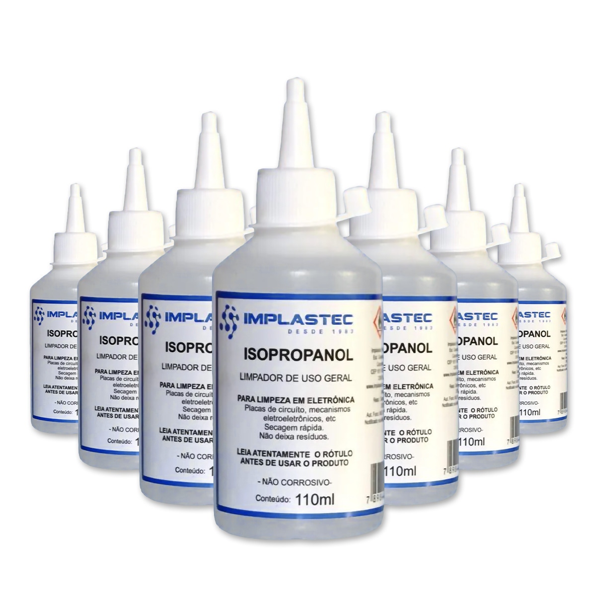 Kit com 10 unidades do Álcool Isopropílico Implastec 99,8% - 110ML