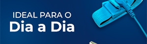 Banner promocional com o texto 'aqui tem bematech / elgin' em letras grandes e brilhantes, sobre um fundo azul.