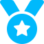 ícone de uma medalha com uma estrela no meio, de cor azul escuro