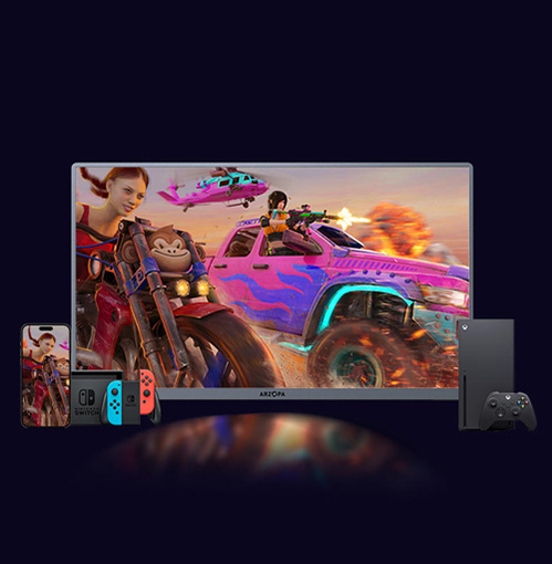 Monitor arzopa a3c pro conectado a diversos dispositivos